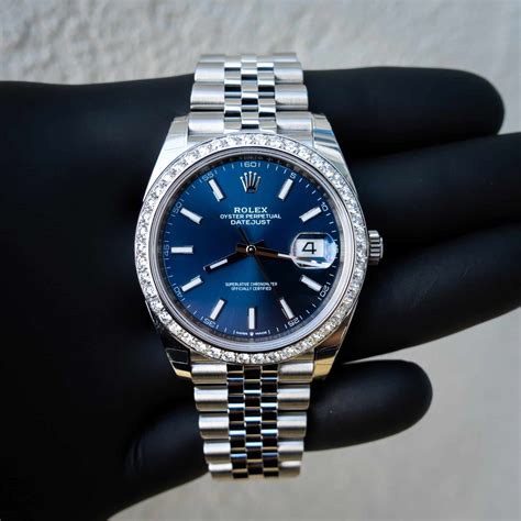 rolex datejust blue diamond|Rolex Datejust 41mm diamond bezel.